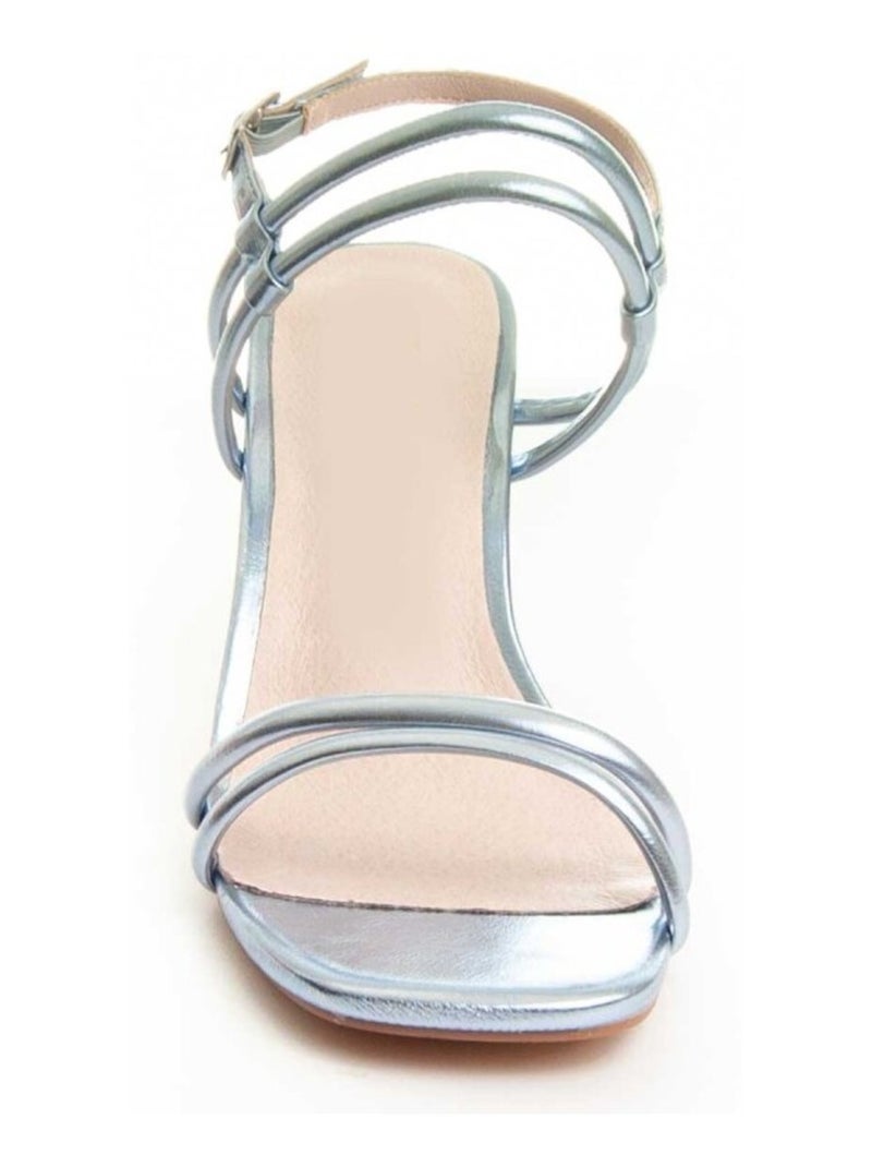 Sandalia Con Tacón Para Mujer.  Montevita  Sanndal Plata - Kiabi