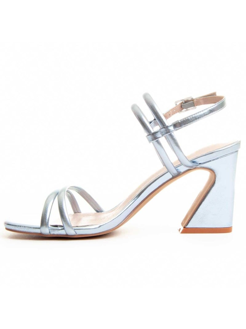 Sandalia Con Tacón Para Mujer.  Montevita  Sanndal Plata - Kiabi