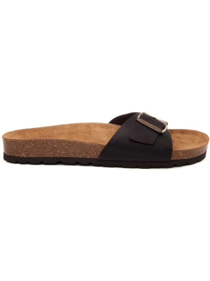 Sandalia Confortables Cuero Purapiel Marrón - Kiabi