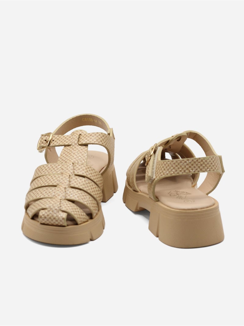 Sandalia correa cruzada Beige - Kiabi