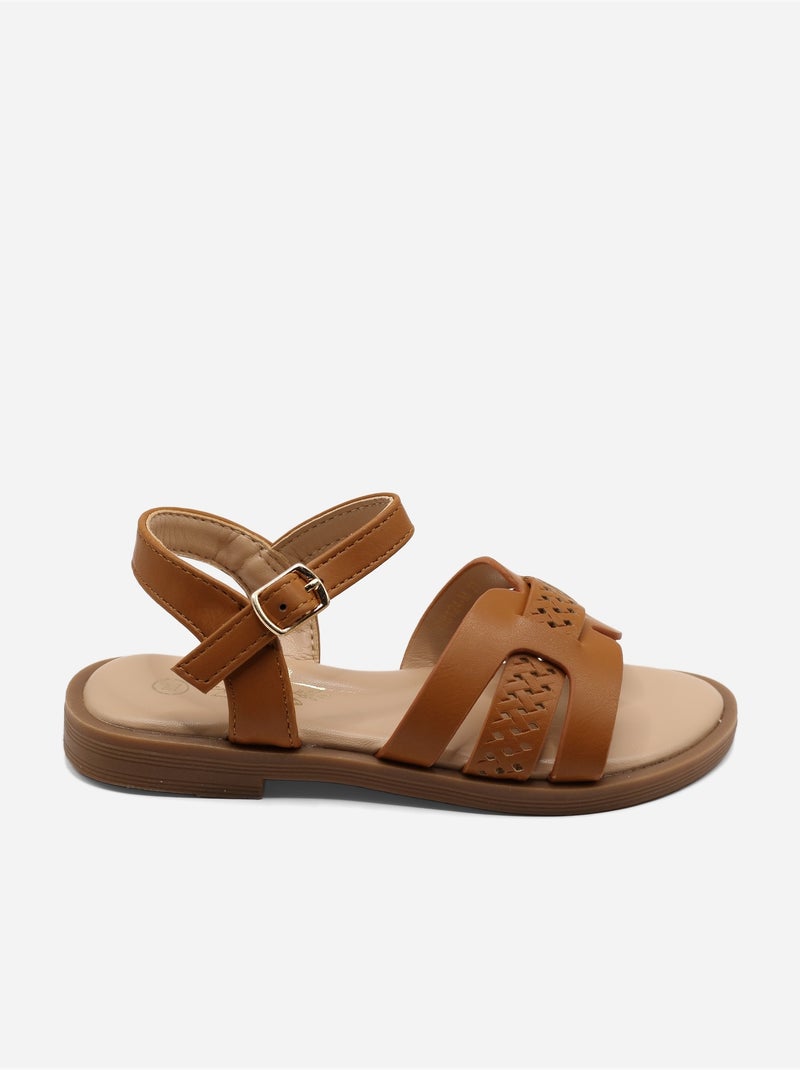 Sandalia correa cruzada Camel - Kiabi