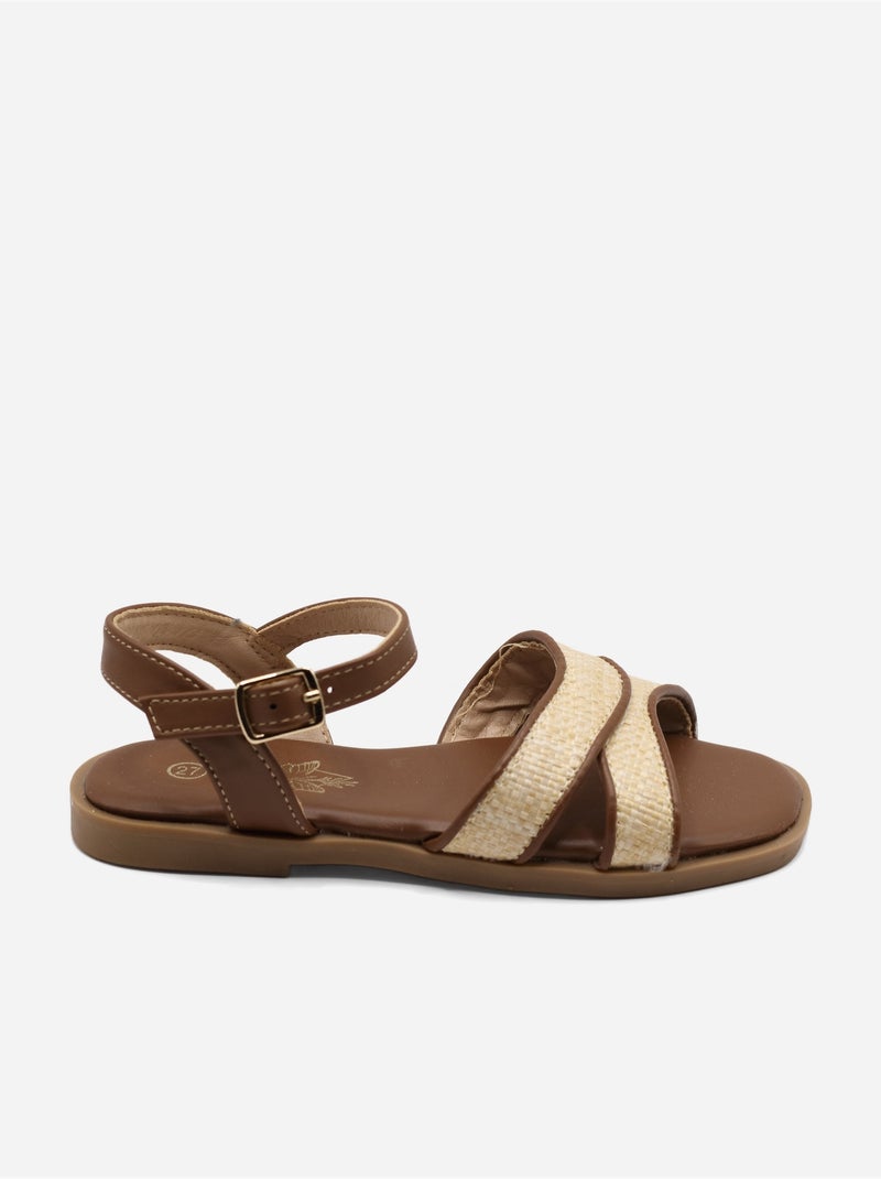 Sandalia correa cruzada Camel - Kiabi
