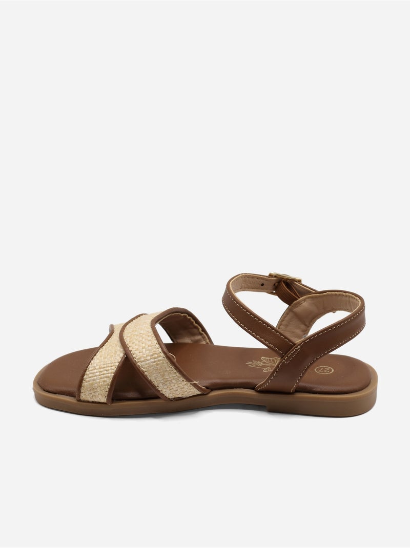 Sandalia correa cruzada Camel - Kiabi