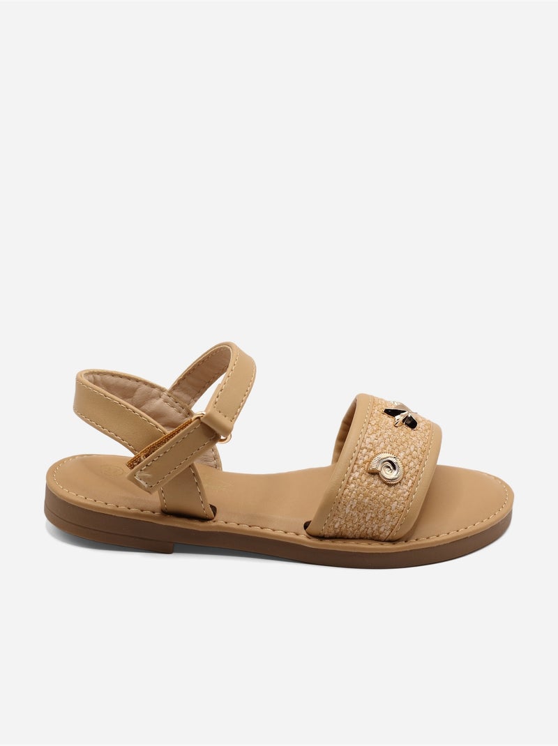 Sandalia correa cruzada Camel - Kiabi