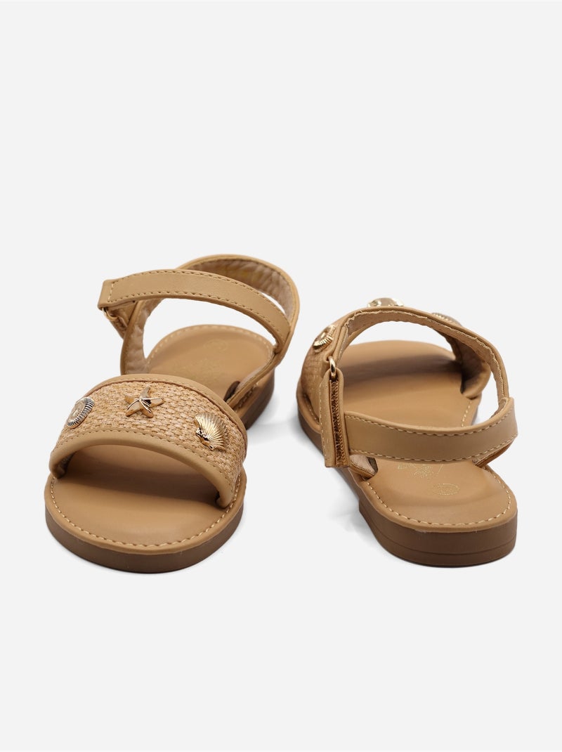 Sandalia correa cruzada Camel - Kiabi