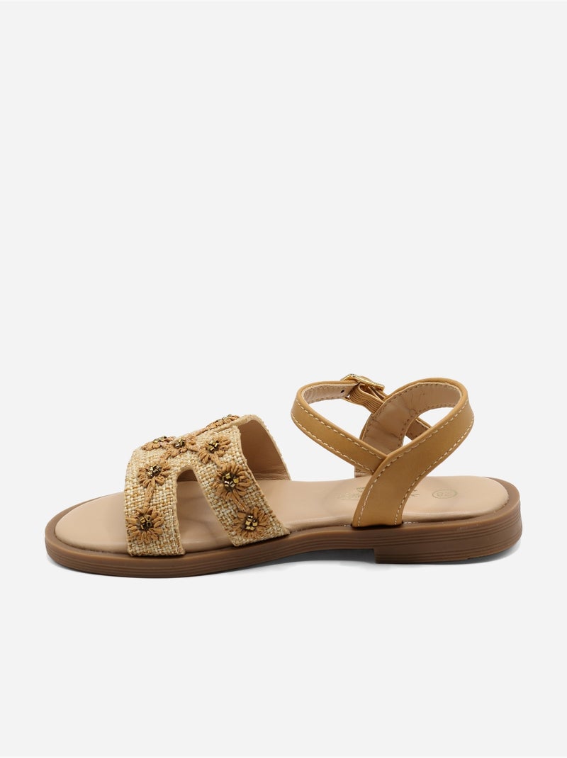 Sandalia correa cruzada Camel - Kiabi