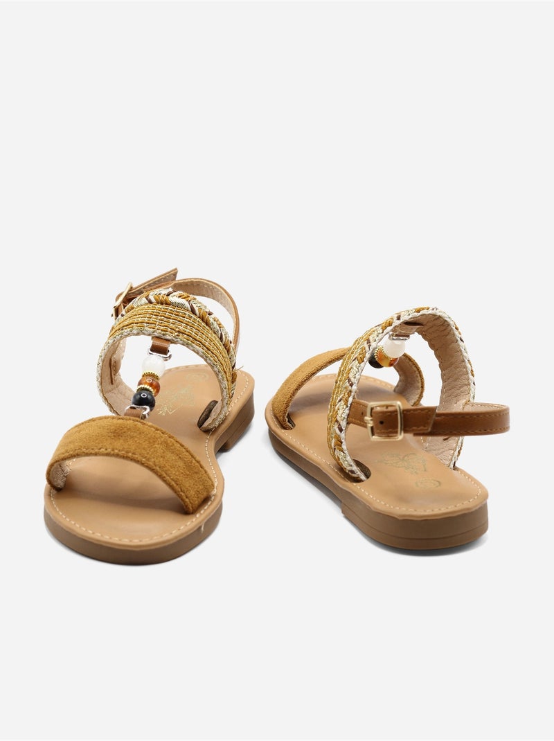 Sandalia correa cruzada Camel - Kiabi