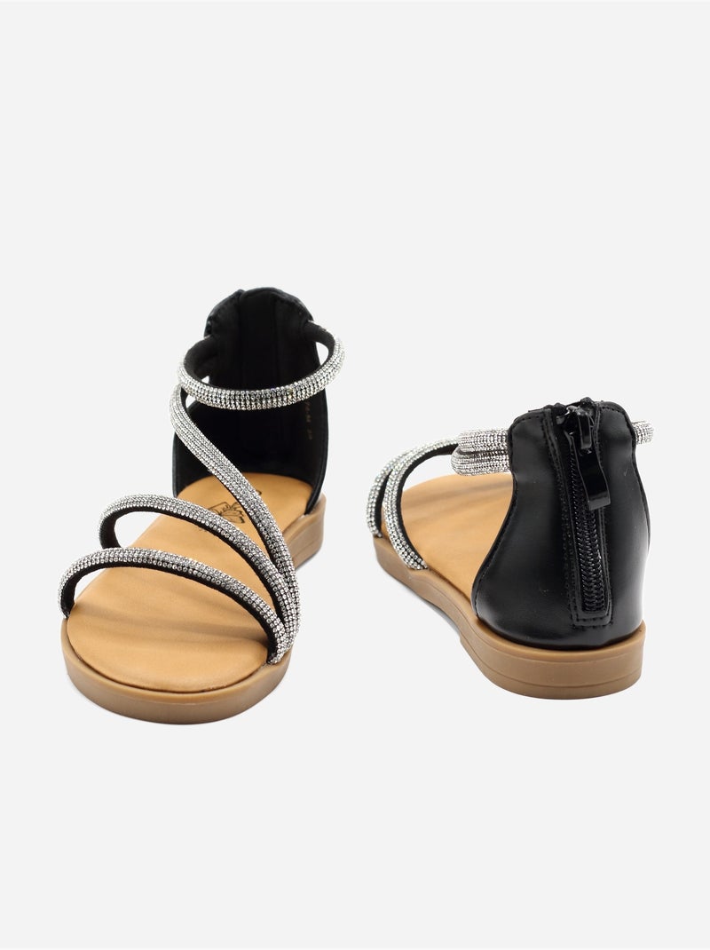 Sandalia correa cruzada Negro - Kiabi