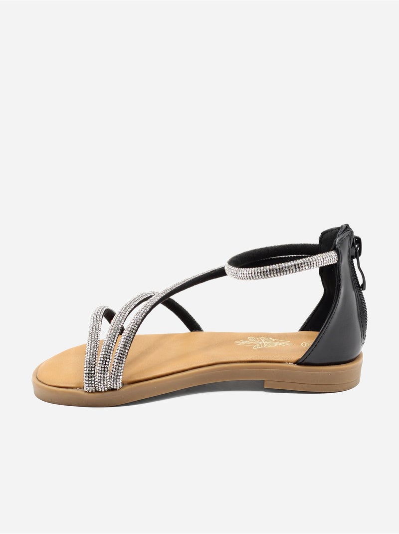 Sandalia correa cruzada Negro - Kiabi