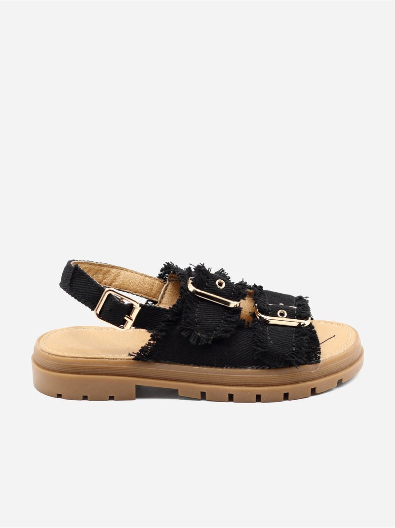 Sandalia correa cruzada Negro - Kiabi