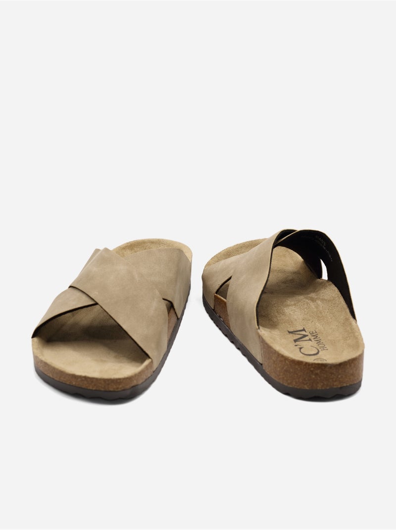 Sandalia correa cruzada Taupe - Kiabi