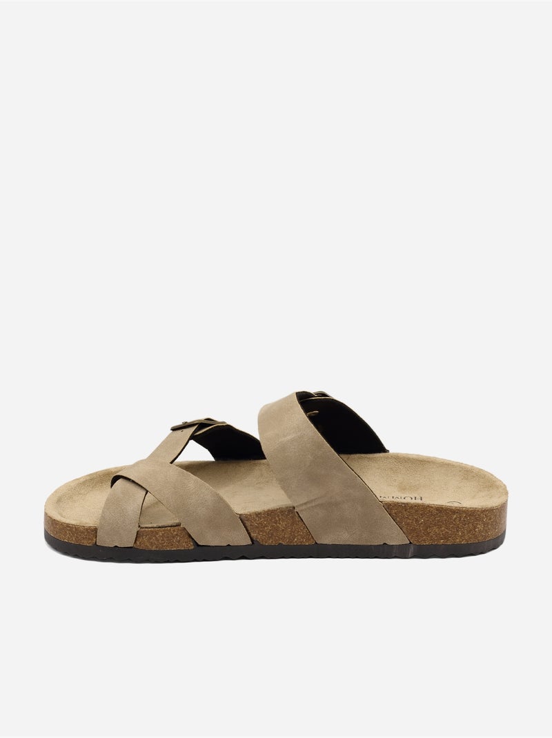 Sandalia correa cruzada Taupe - Kiabi