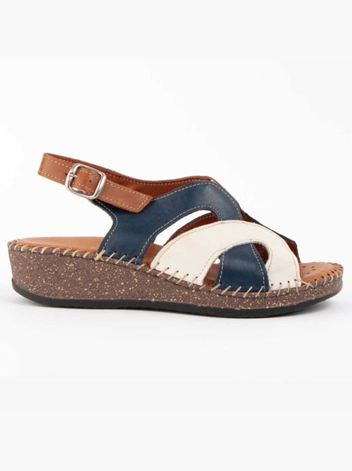 Sandalia Cuña Cuero Purapiel - Kiabi