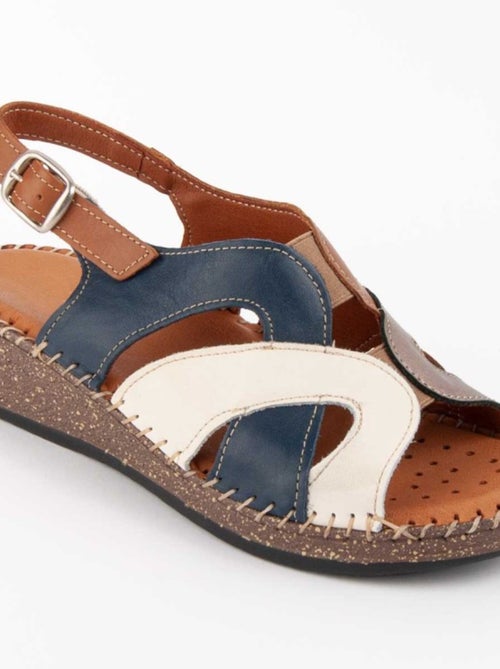 Sandalia Cuña Cuero Purapiel - Kiabi