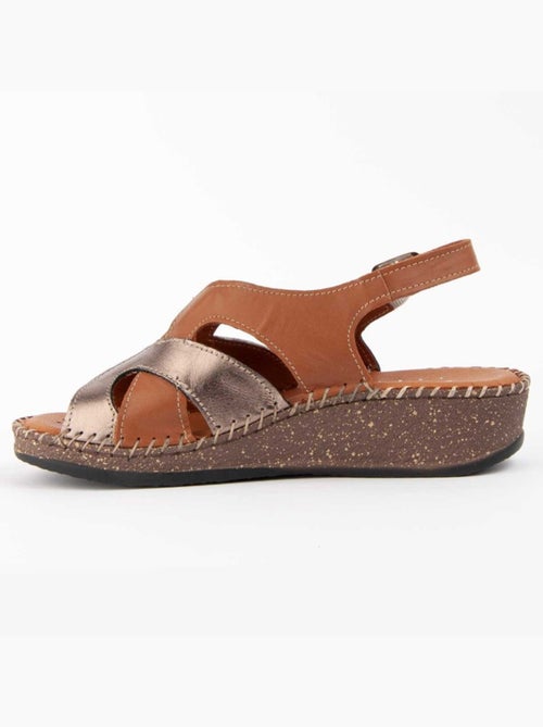 Sandalia Cuña Cuero Purapiel - Kiabi