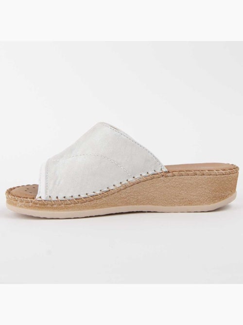 Sandalia Cuña Cuero Purapiel - Kiabi