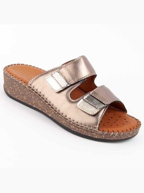 Sandalia Cuña Cuero Purapiel - Kiabi