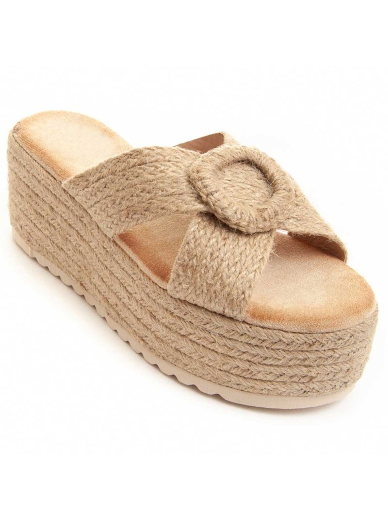 Sandalia Cuña Sintetico Montevita Beige - Kiabi