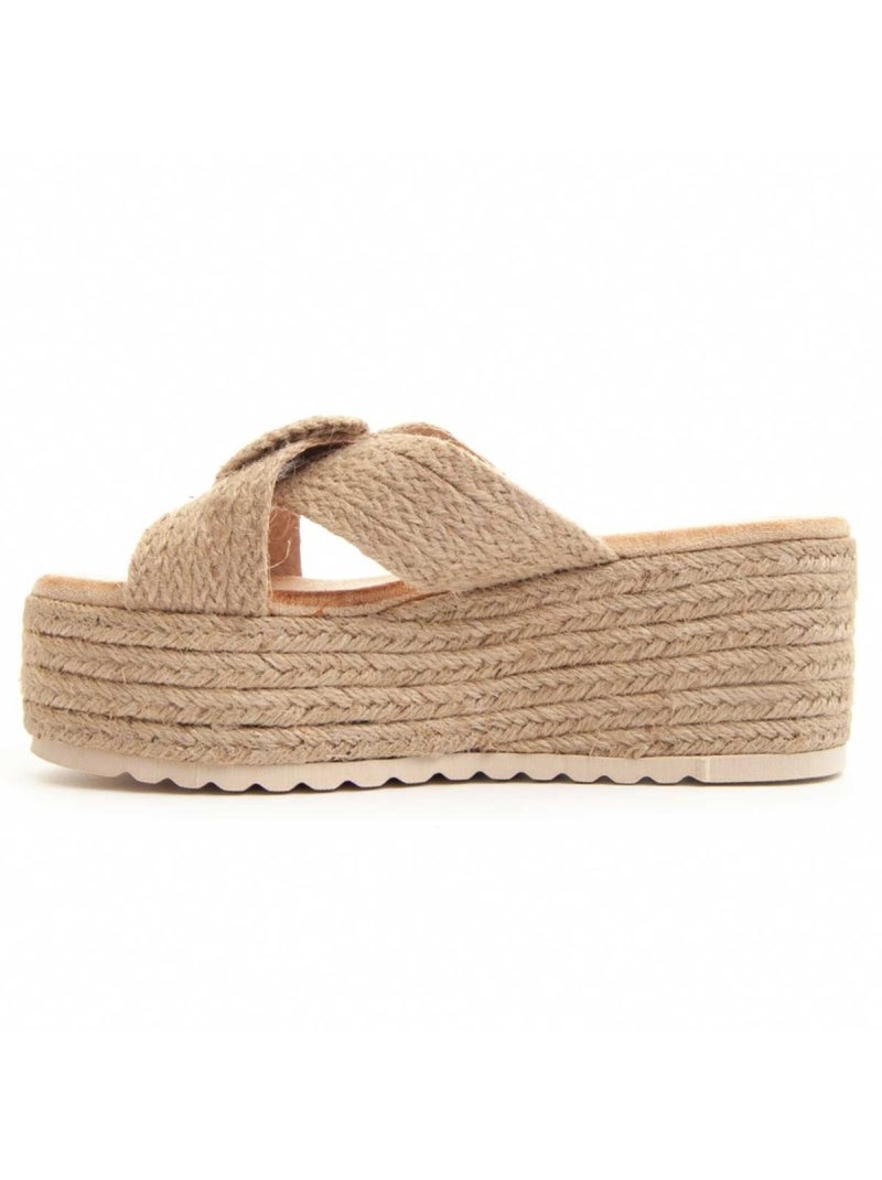 Sandalia Cuña Sintetico Montevita Beige - Kiabi