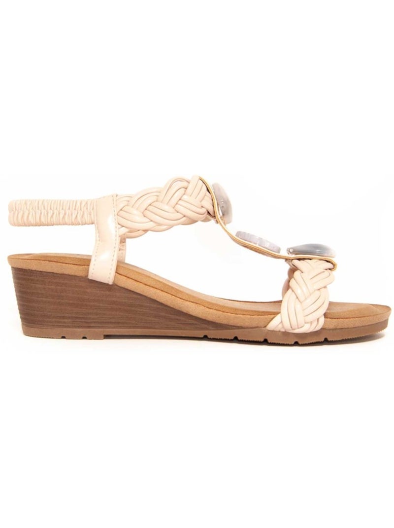 Sandalia Cuña Sintetico Montevita Beige - Kiabi