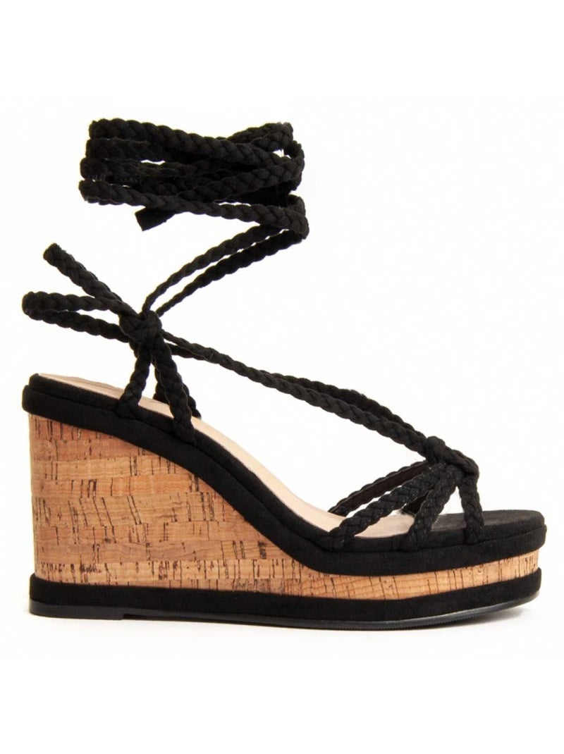 Sandalia Cuña Sintetico Montevita Negro - Kiabi