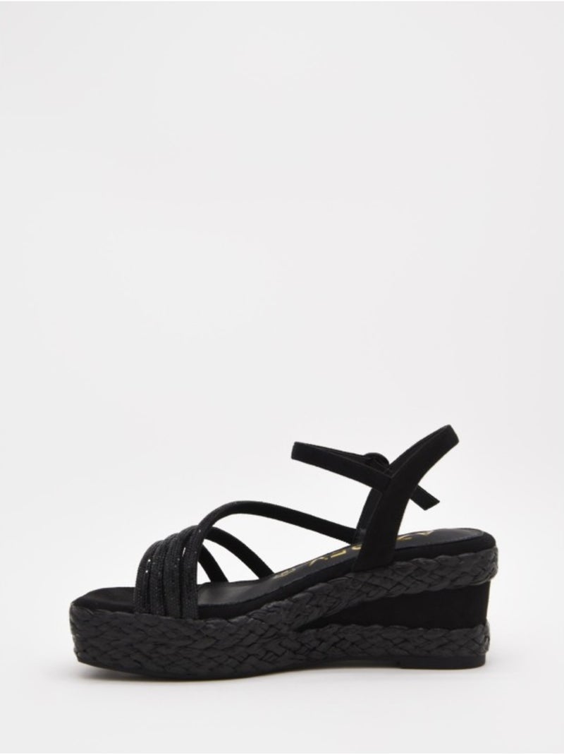 Sandalia Cuña Sintetico Montevita Negro - Kiabi