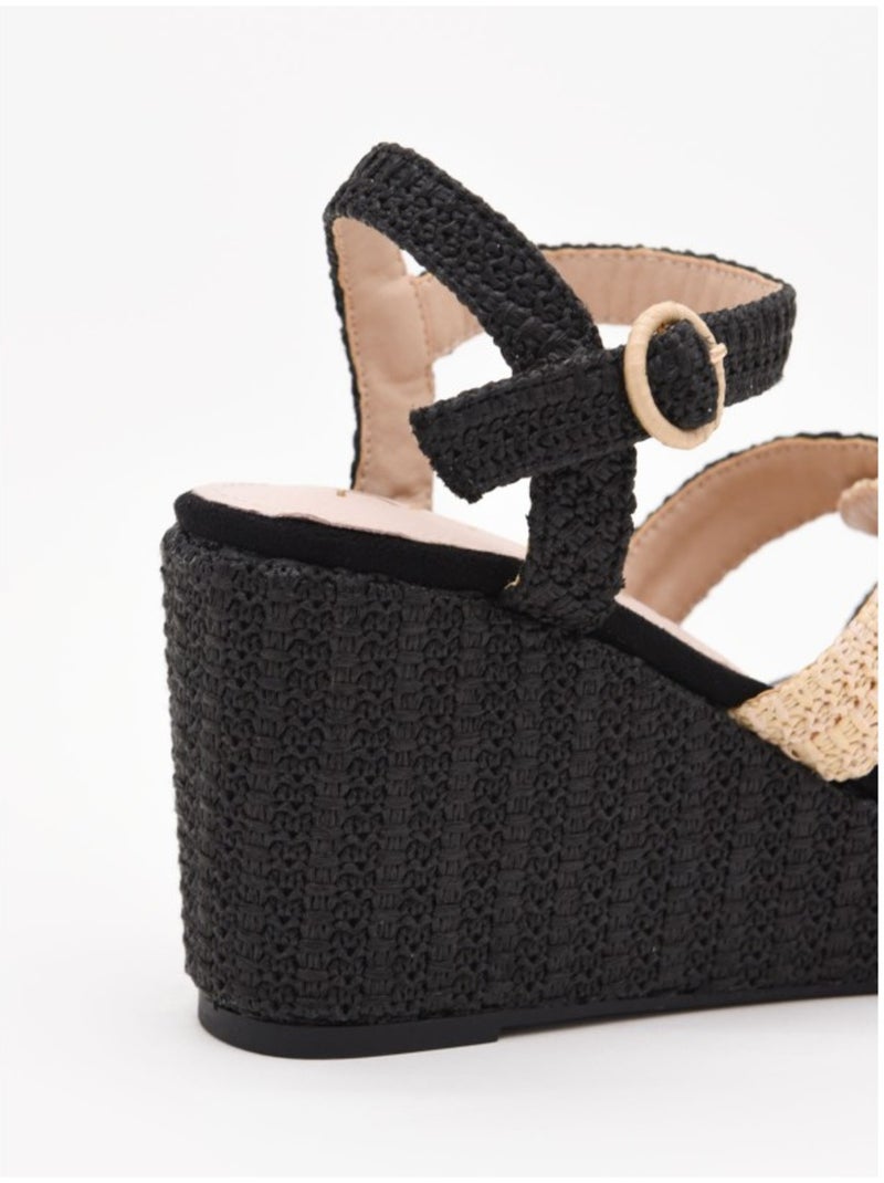 Sandalia Cuña Sintetico Montevita Negro - Kiabi
