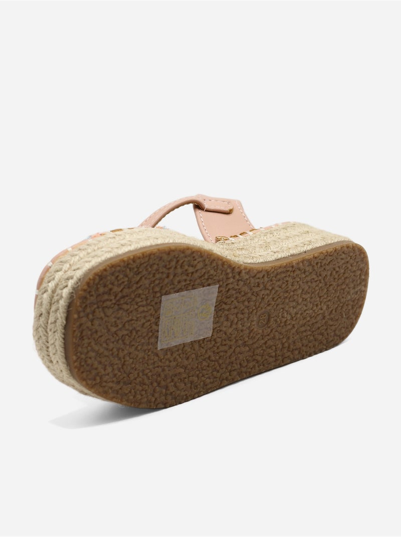 Sandalia de cuña correa cruzada Rosa - Kiabi