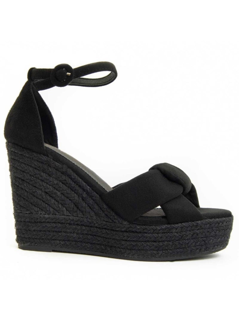 Sandalia De Cuña Para Mujer.  Montevita  Sparto0 Negro - Kiabi