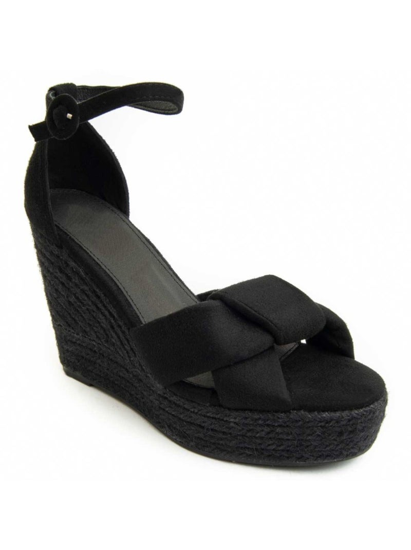 Sandalia De Cuña Para Mujer.  Montevita  Sparto0 Negro - Kiabi