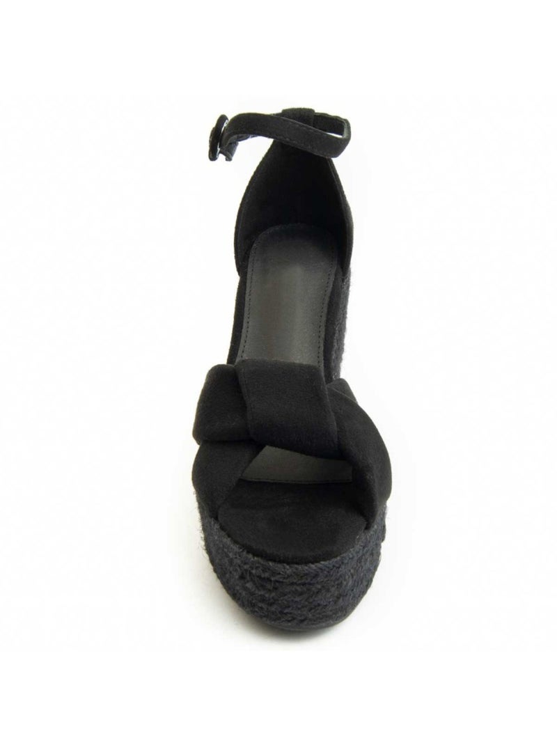 Sandalia De Cuña Para Mujer.  Montevita  Sparto0 Negro - Kiabi