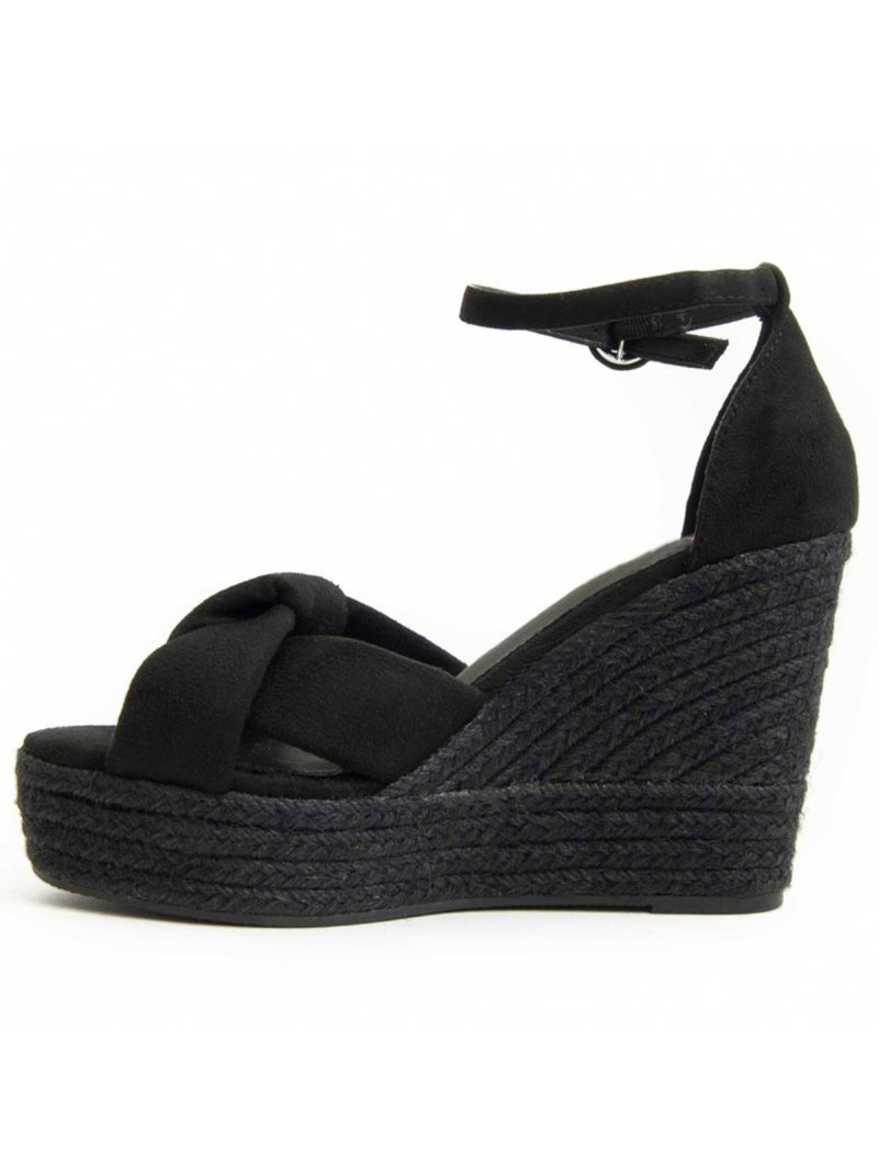 Sandalia De Cuña Para Mujer.  Montevita  Sparto0 Negro - Kiabi