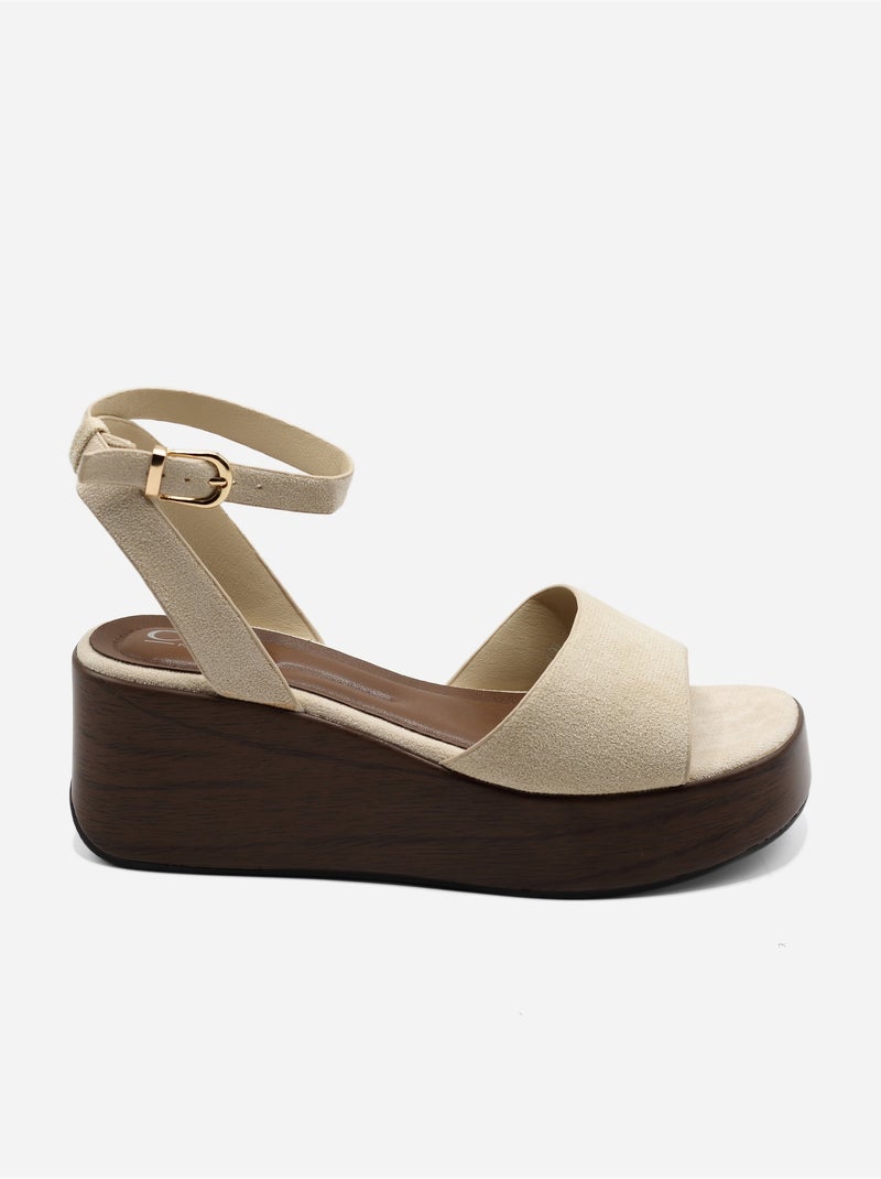 Sandalia de cuña para ponerse - C M Beige - Kiabi