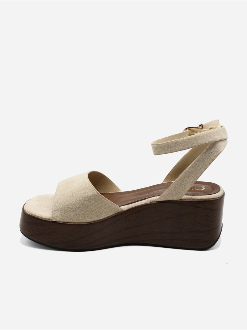 Sandalia de cuña para ponerse - C M Beige - Kiabi