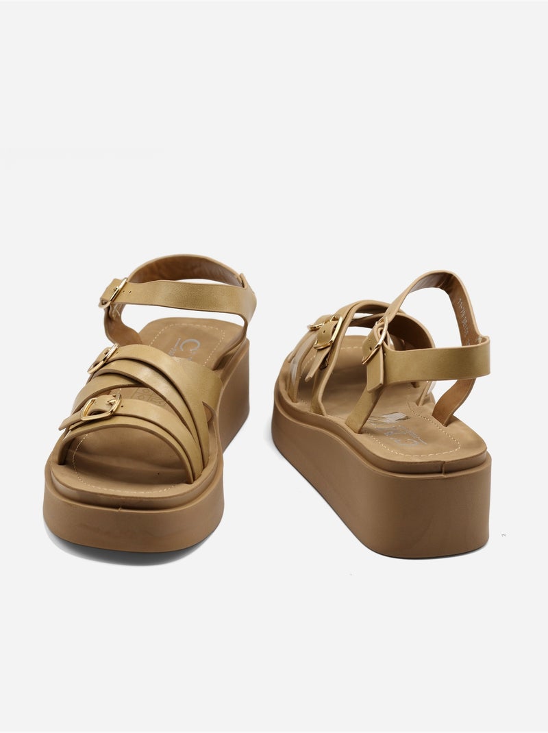 Sandalia de cuña para ponerse - C M Beige - Kiabi