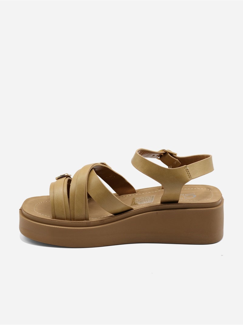 Sandalia de cuña para ponerse - C M Beige - Kiabi