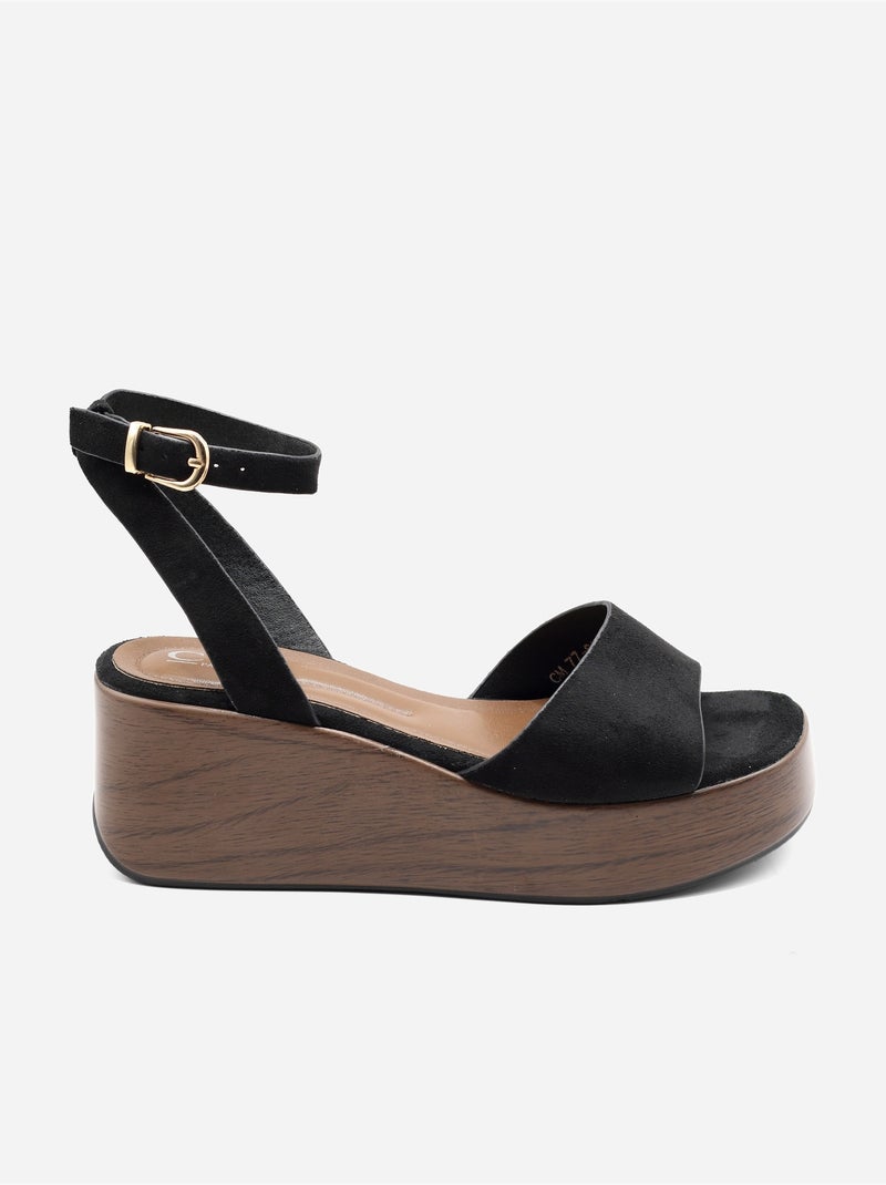 Sandalia de cuña para ponerse - C M Negro - Kiabi