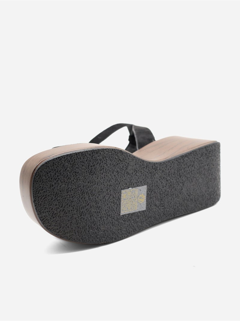 Sandalia de cuña para ponerse - C M Negro - Kiabi