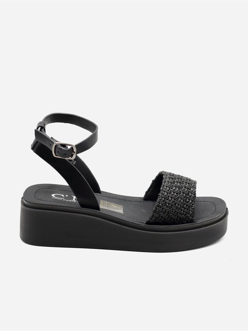 Sandalia de cuña para ponerse - C M Negro - Kiabi