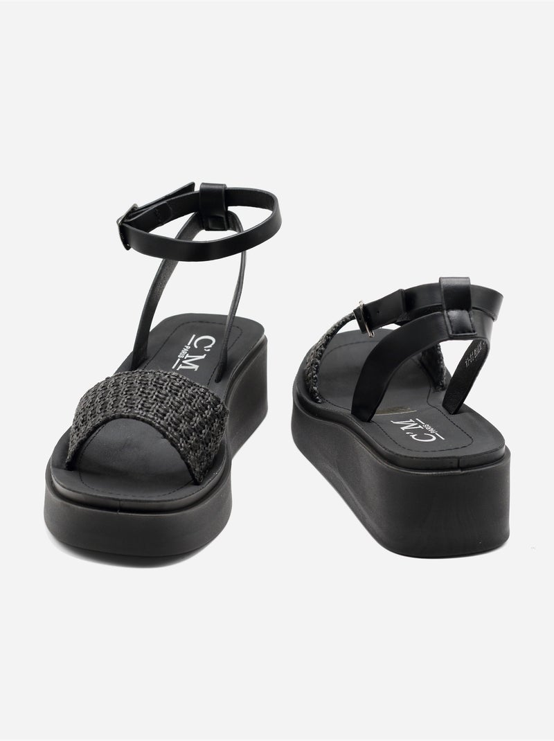 Sandalia de cuña para ponerse - C M Negro - Kiabi