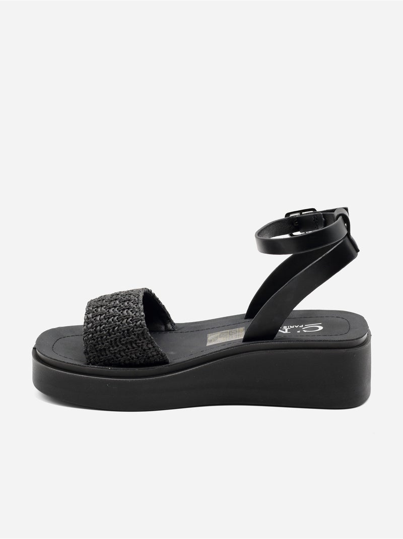 Sandalia de cuña para ponerse - C M Negro - Kiabi