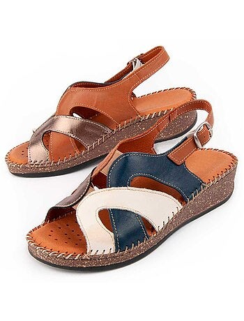 Sandalia De Piel Para Mujer. Purapiel Leida