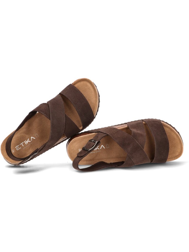 Sandalia Diario Hombre Suela Plana - Etika Marrón chocolate - Kiabi