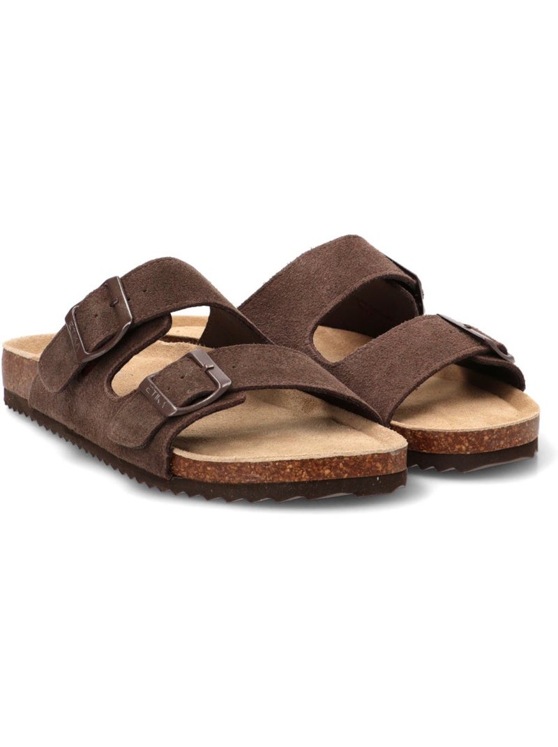 Sandalia diario hombre suela plana - etika Marrón chocolate - Kiabi