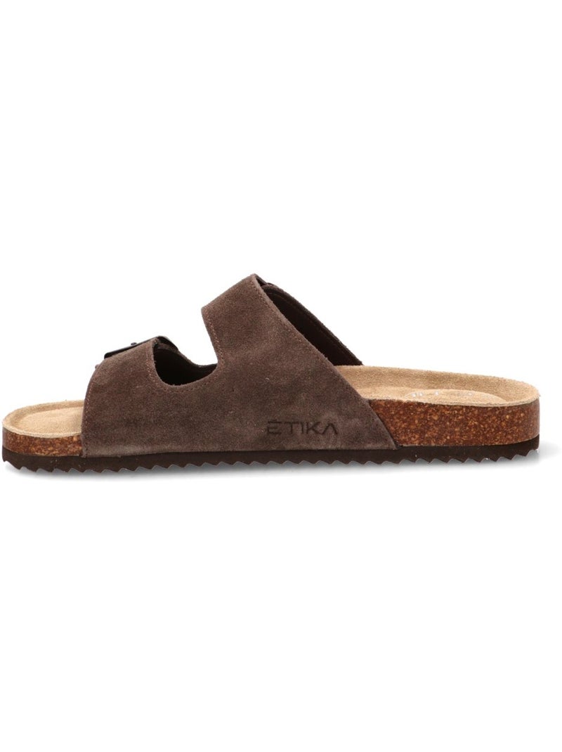 Sandalia diario hombre suela plana - etika Marrón chocolate - Kiabi