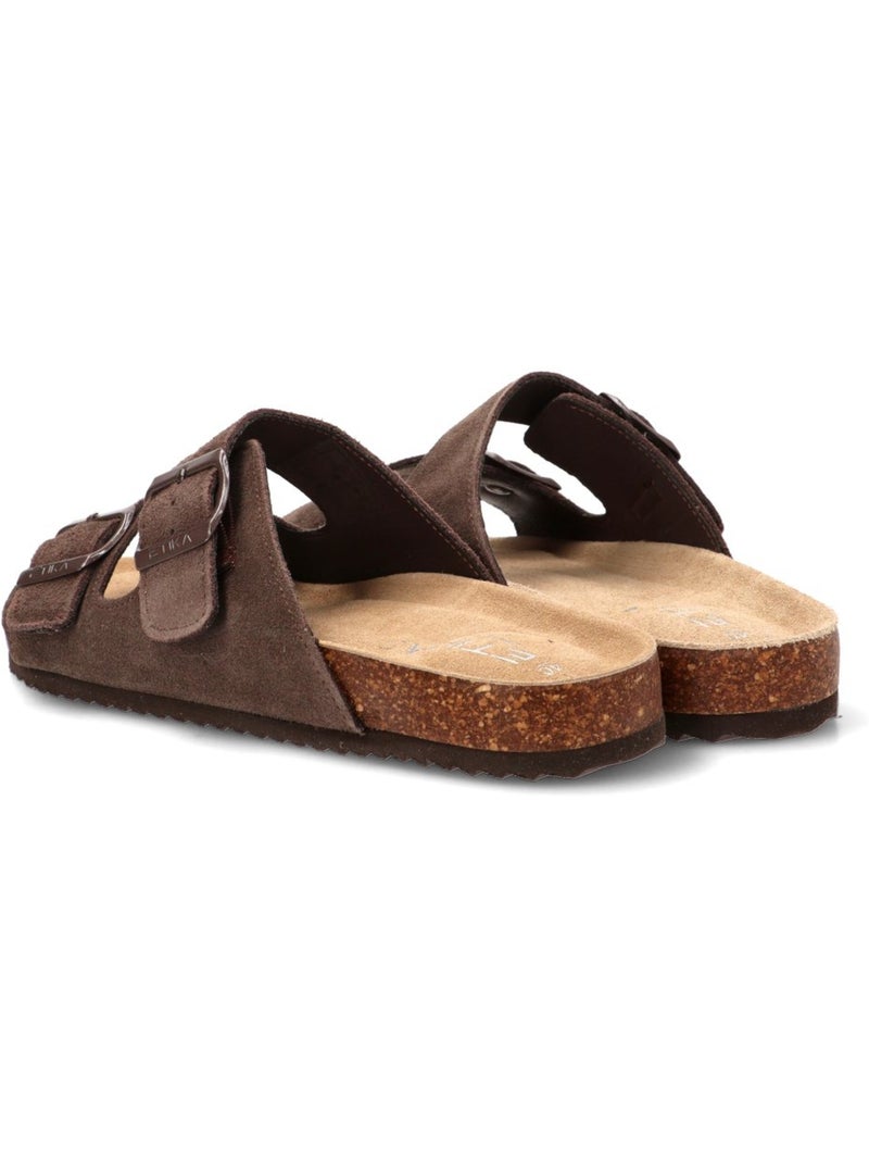 Sandalia diario hombre suela plana - etika Marrón chocolate - Kiabi