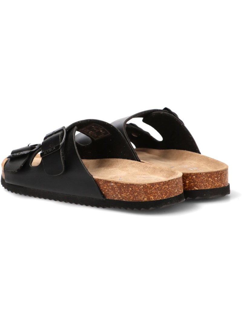 Sandalia Diario Hombre Suela Plana - Etika Negro - Kiabi