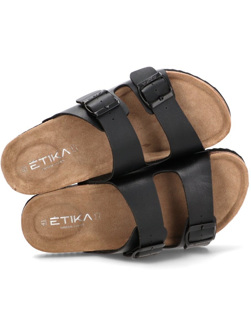 Sandalia Diario Hombre Suela Plana - Etika Negro - Kiabi