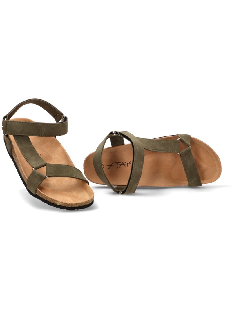 Sandalia Diario Hombre Suela Plana - Stay Caqui - Kiabi