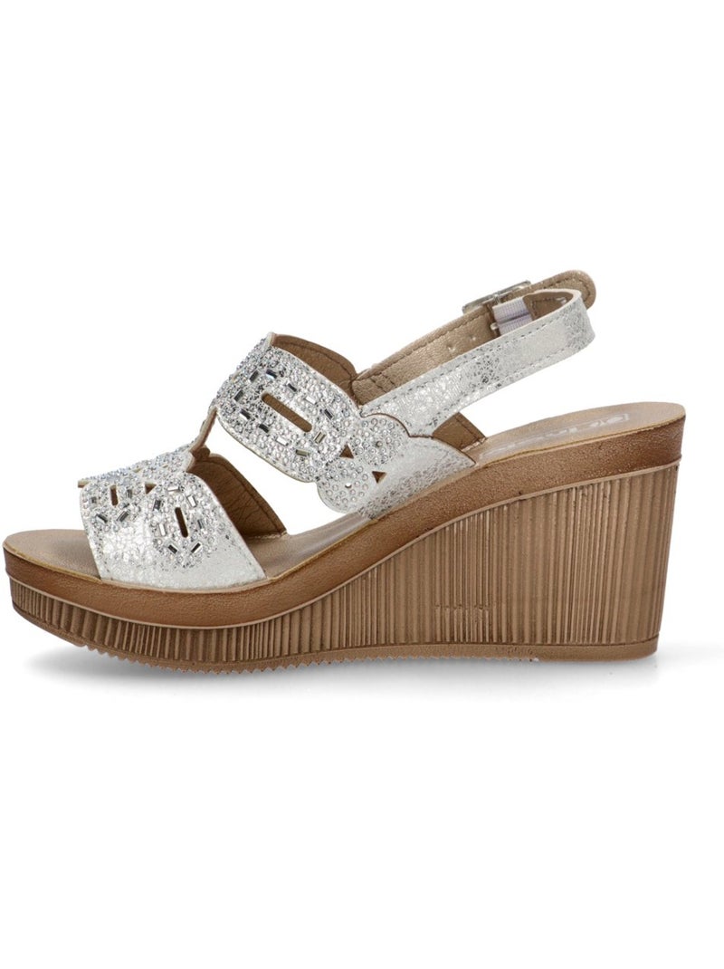 Sandalia Diario Mujer Cu?a Alta - Luna Collection Blanco - Kiabi